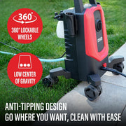 MZK Electric Pressure Washer 2600 Max PSI with Anti-Tipping, 4 Quick-Connect Nozzles & Foam Cannon for High-Pressure Cleaning