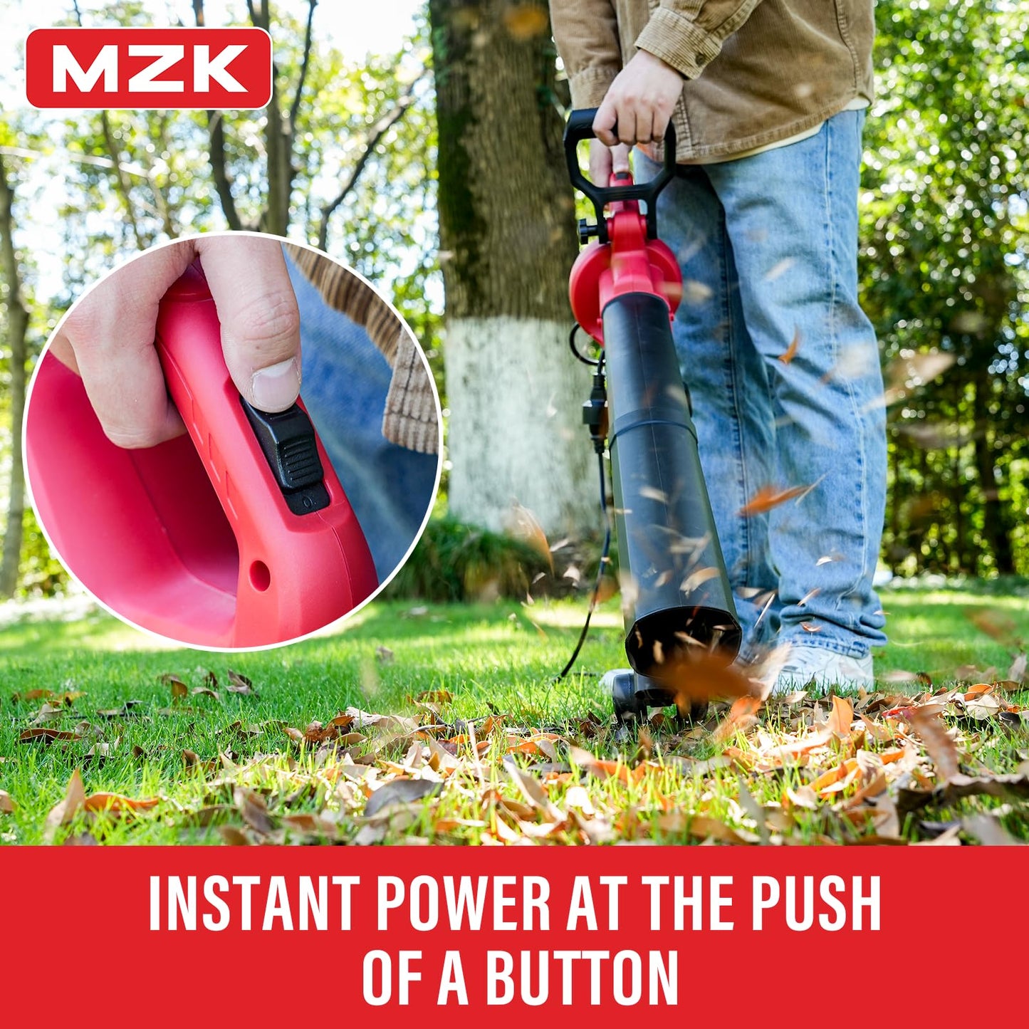 MZK 3-in-1 Electric Leaf Blower Corded - Leaf Vacuum & Mulcher with 460 CFM, 167 MPH Airflow and 40L Collection Bag for Yard & Garden