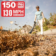 MZK Cordless Leaf Blower - 20V Battery Powered Electric Blower for Lawn Care, Patio Cleaning, and Dust Removal (Includes 2 * 2Ah Battery & Charger)