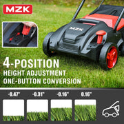 MZK 13-Inch 2-in-1 Electric Dethatcher and Scarifier with 4-Position Height Adjustment and 8-Gallon Thatch Collection Bag for a Healthy Lawn