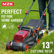 MZK 40V Cordless Electric Lawn Mower with 4-Position Height Adjustment, Lightweight 13" Battery-Powered Push Mower for Yard, Garden, and Farm – Includes 2x4AH Batteries and Charger (Model LM13B08)