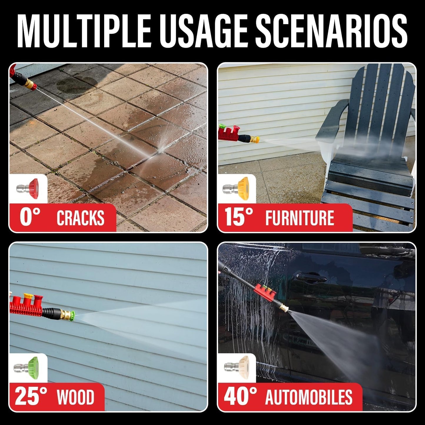 MZK Electric Pressure Washer 2600 Max PSI with Anti-Tipping, 4 Quick-Connect Nozzles & Foam Cannon for High-Pressure Cleaning