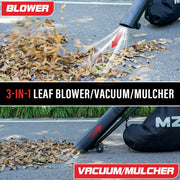 MZK 3-in-1 Electric Leaf Blower Corded - Leaf Vacuum & Mulcher with 460 CFM, 167 MPH Airflow and 40L Collection Bag for Yard & Garden