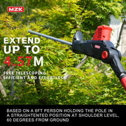 MZK Cordless Pole Hedge Trimmer Attachment - 20V MAX with 23-Inch Reach, 8-Feet Extension, Multi-Angle, Includes Two Batteries and Charger