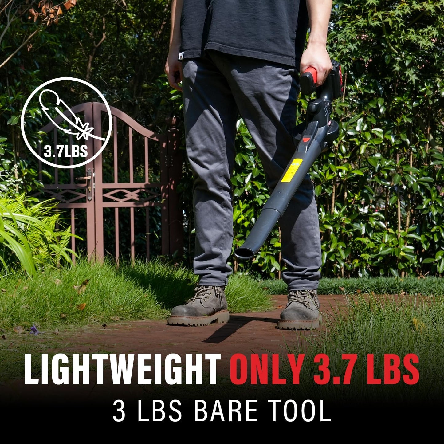 MZK Cordless Leaf Blower - Lightweight 20V Battery Powered Electric Blower for Lawn Care, Includes 2 * 2Ah Battery & Charger