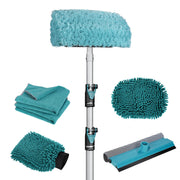 TelesPro 12FT Car Wash Brush Kit - Long Handle Soft Brush, Tire Brush, Window Squeegee, Microfiber Head & Mitt for Cars, Trucks, SUVs, RVs, and Home Cleaning