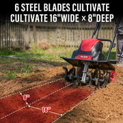 MZK 16-Inch Corded Electric Tiller 13.5-Amp with 8-Inch Tilling Depth, Adjustable Wheels & Foldable Design for Lawn, Yard & Garden Soil Cultivation - TC16A08