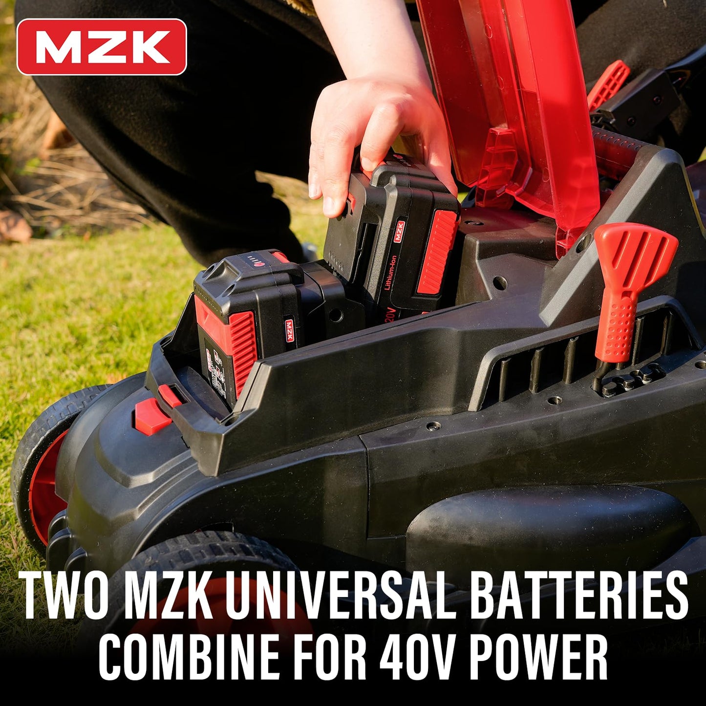 MZK 40V Cordless Electric Lawn Mower with 4-Position Height Adjustment, Lightweight 13" Battery-Powered Push Mower for Yard, Garden, and Farm – Includes 2x4AH Batteries and Charger (Model LM13B08)
