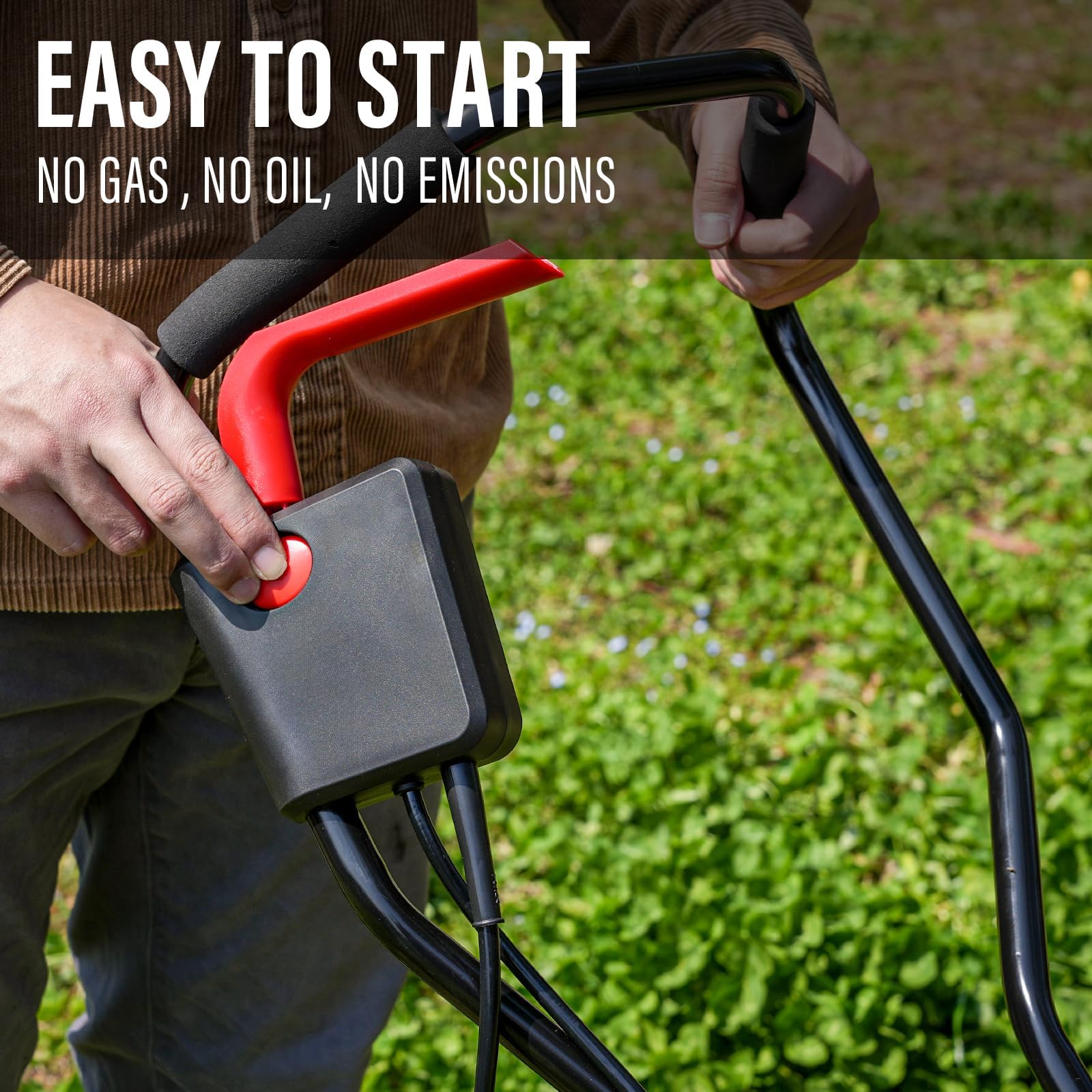 MZK 16-Inch Corded Electric Tiller 13.5-Amp with 8-Inch Tilling Depth, Adjustable Wheels & Foldable Design for Lawn, Yard & Garden Soil Cultivation - TC16A08