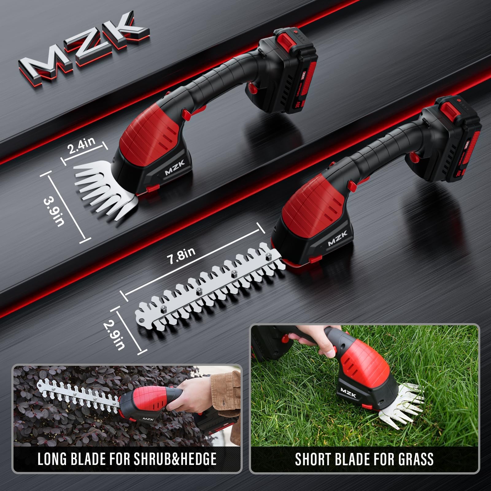 MZK 2-in-1 Electric Pole Hedge Trimmer with 13ft Reach, Multi-Angle Extension Pole, Battery and Charger Included, HT08D11
