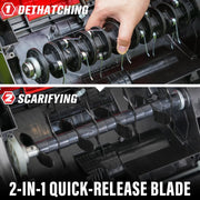 MZK 13-Inch 2-in-1 Electric Dethatcher and Scarifier with 4-Position Height Adjustment and 8-Gallon Thatch Collection Bag for a Healthy Lawn