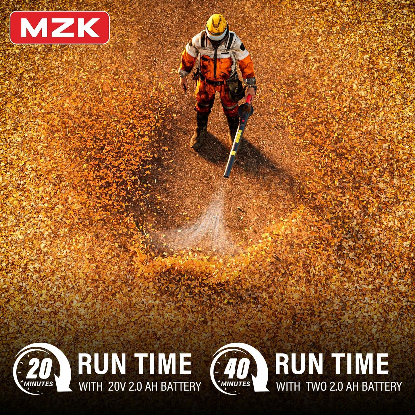 MZK Cordless Leaf Blower - Lightweight 20V Battery Powered Electric Blower for Lawn Care, Includes 2 * 2Ah Battery & Charger