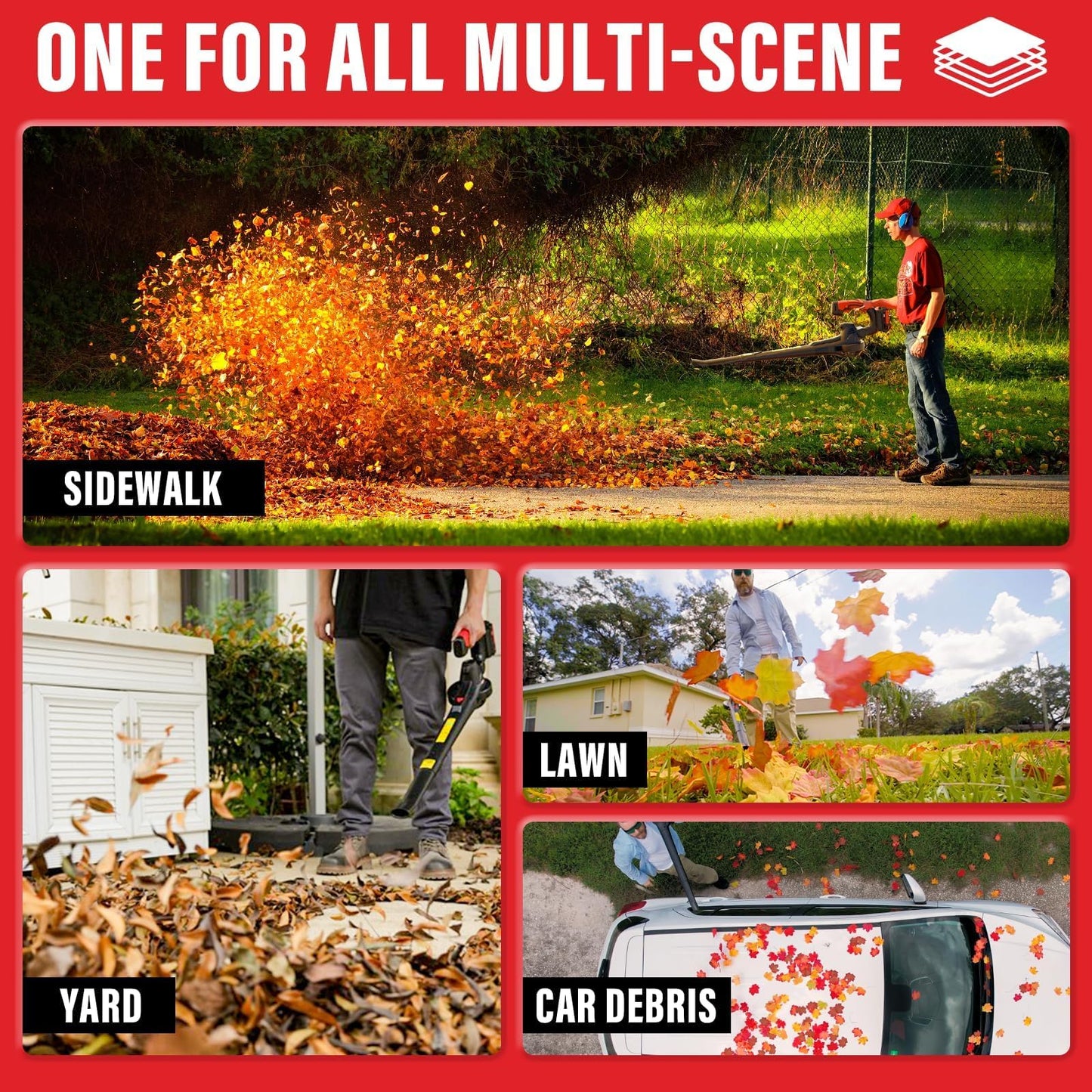 MZK Cordless Leaf Blower - 20V Lightweight Battery-Powered Electric Blower with 2 * 2Ah Battery & Charger for Lawn Care, Patio Cleaning, and Leaf Blowing