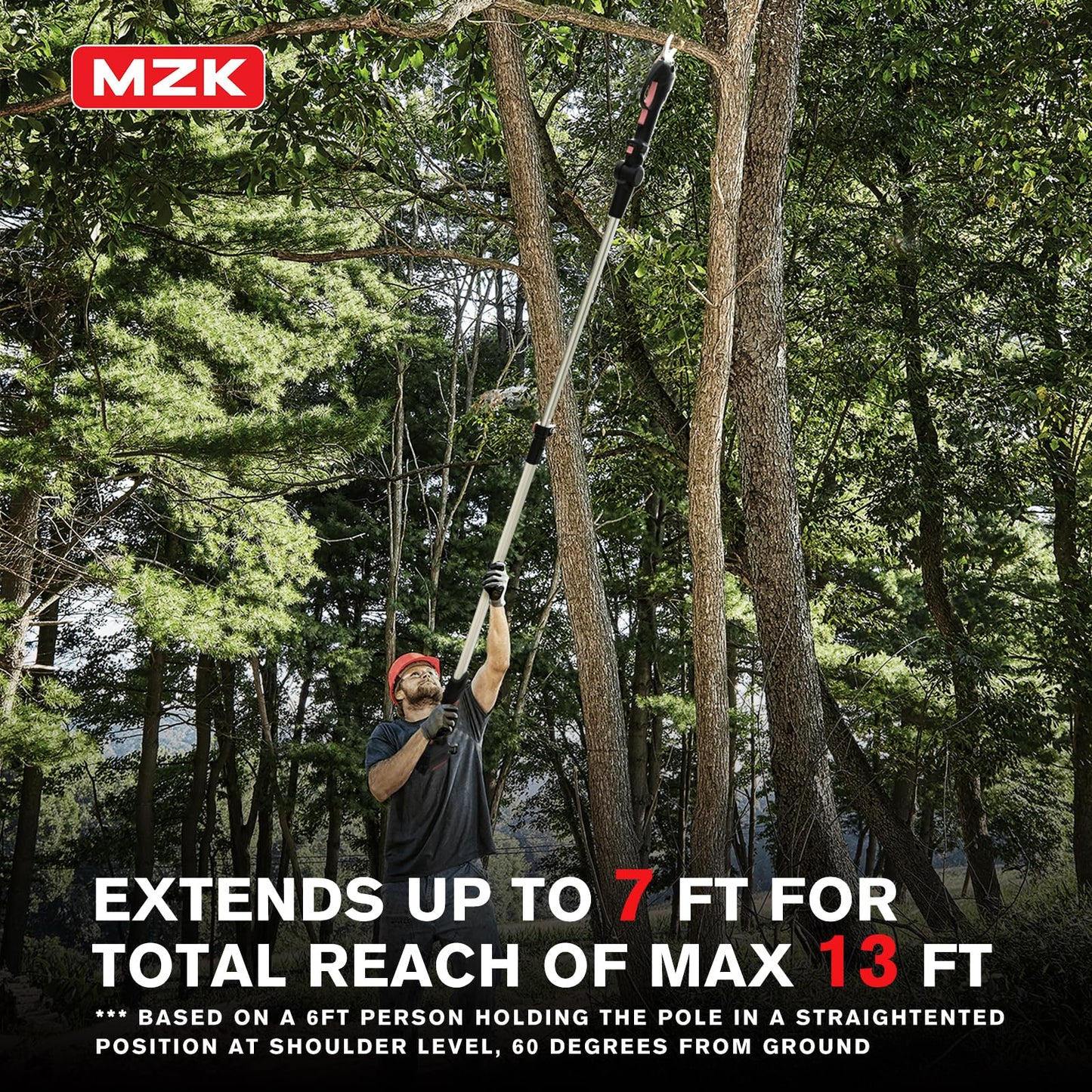 MZK 2-in-1 Cordless Electric Pole Pruning Shears - 20V Battery Powered Pruner with 1.2" Cutting Diameter & 13 FT Extension Pole for Easy Tree Trimming in Gardens & Orchards